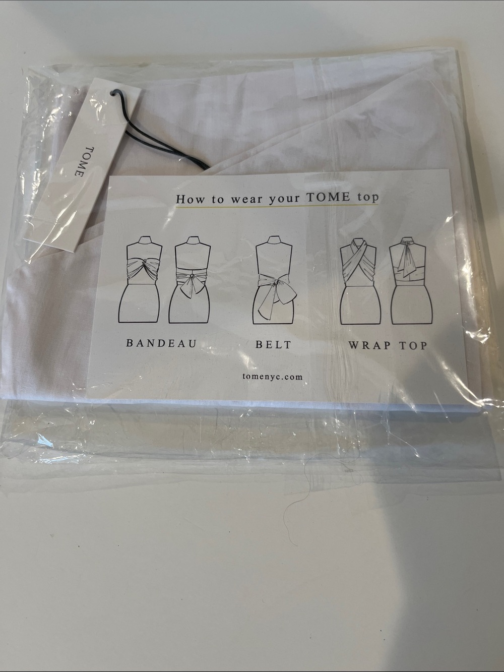 Tome White Convertible Wrap Top/Sash NWT